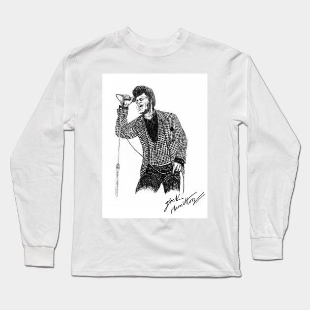 J Brown Godfather Of Soul Original Ink Drawing Print Long Sleeve T-Shirt by HamiltonArt